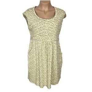 Boden Margot Womens Scoop Neck Casual Dress Gray Yellow Pockets size 14